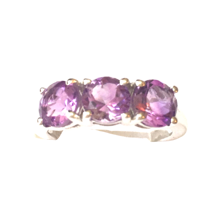 Amethyst Sterling Silver Trilogy Ring