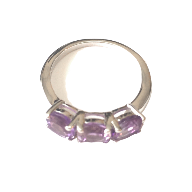 Amethyst Sterling Silver Trilogy Ring