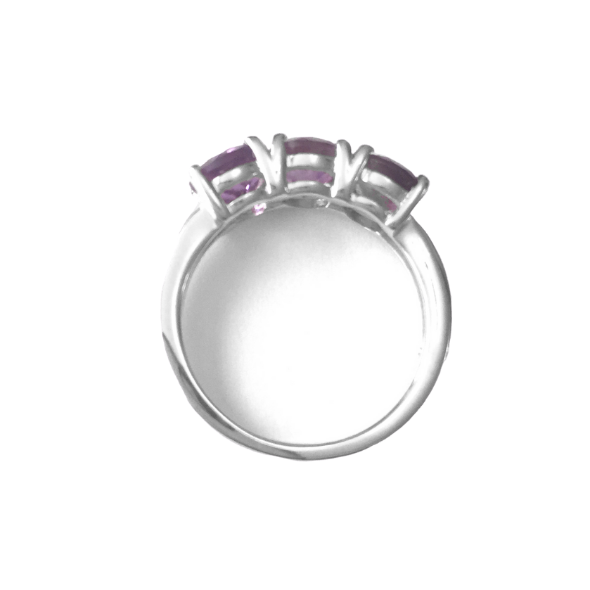 Amethyst Sterling Silver Trilogy Ring