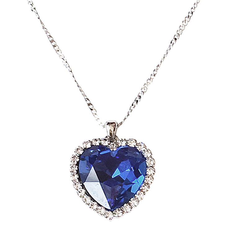 Deep Blue Heart Necklace