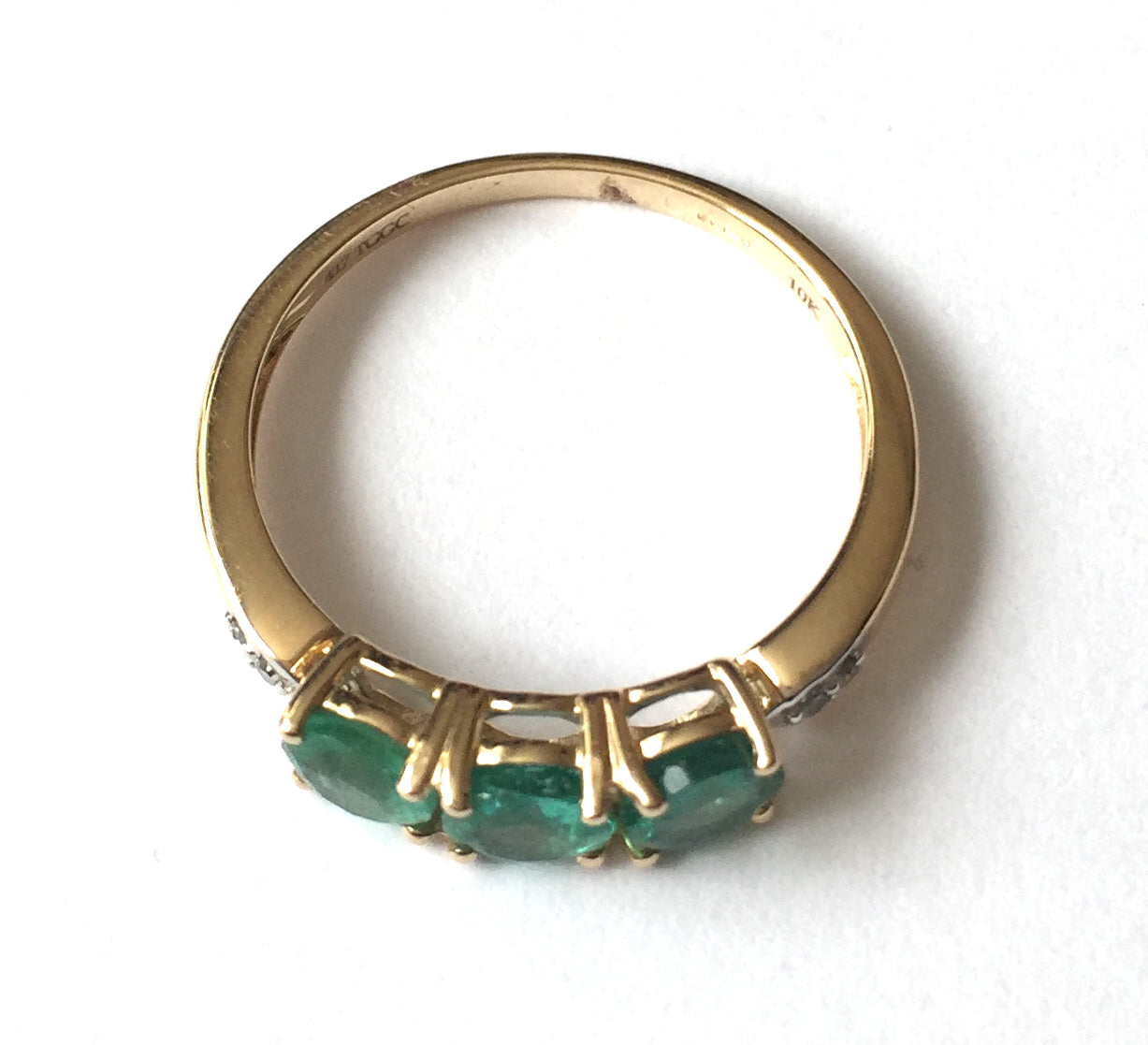 Emerald & Diamond Trilogy Gold Ring