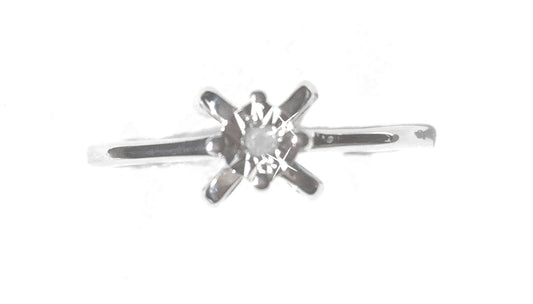 Diamond Halo Sterling Silver Ring, A unique and elegantly designed ring created with 0.020 carats of authentic diamond in a round cut, set in a criss-cross shaped surround that sits upon a solid sterling silver ring