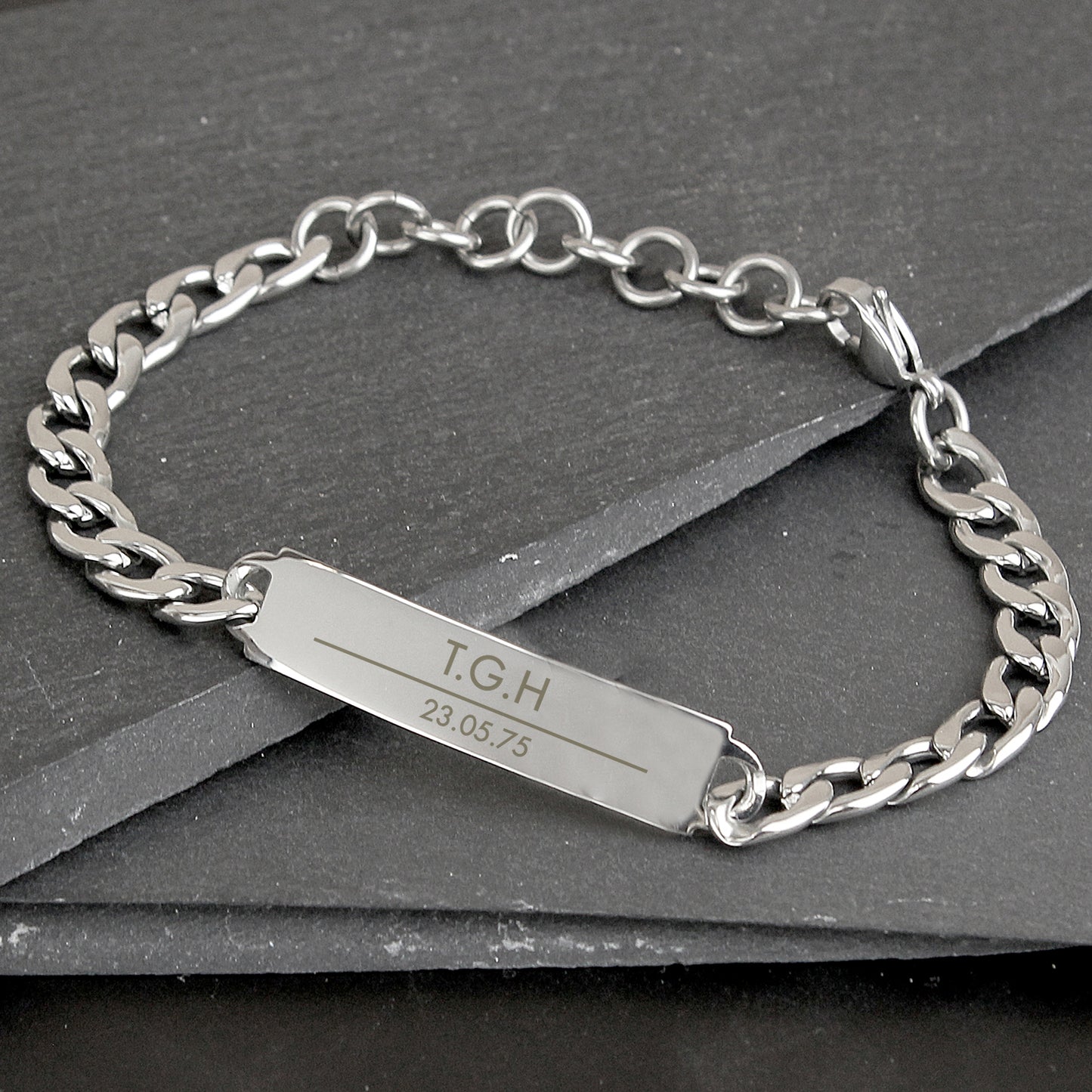 Personalised Mens Steel ID Name Bracelet