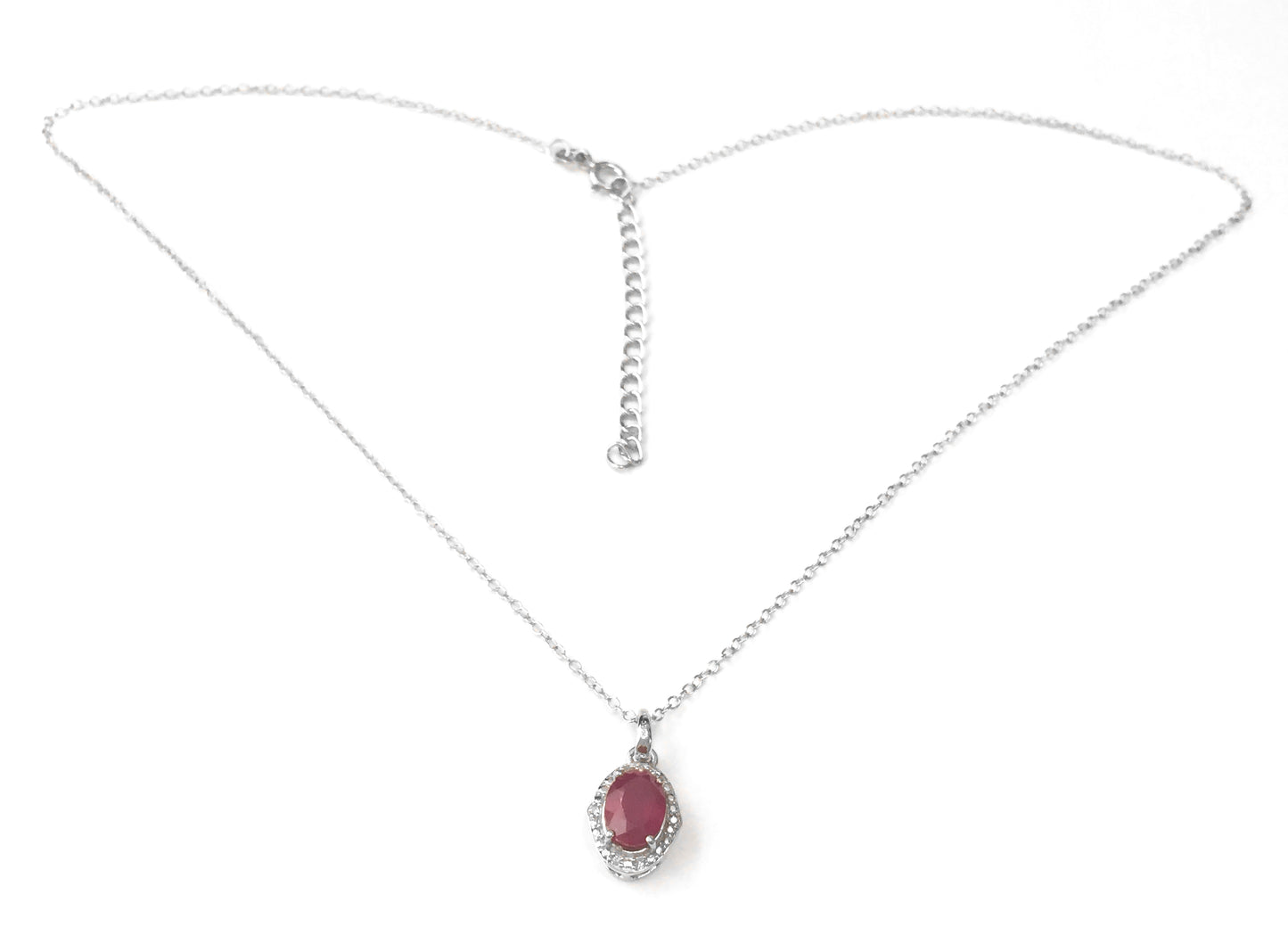 'Maria' Ruby & Diamond Sterling Silver Necklace