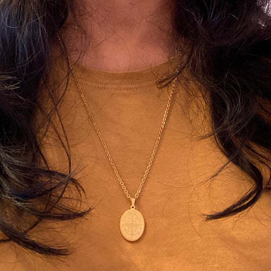 Saint Benedict Gold Medal Necklace