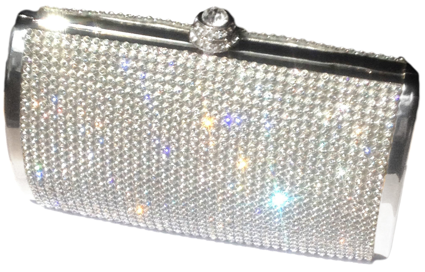 Silver Crystal Clutch Bag