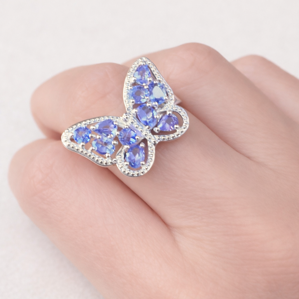 Butterfly Tanzanite Sterling Silver Ring