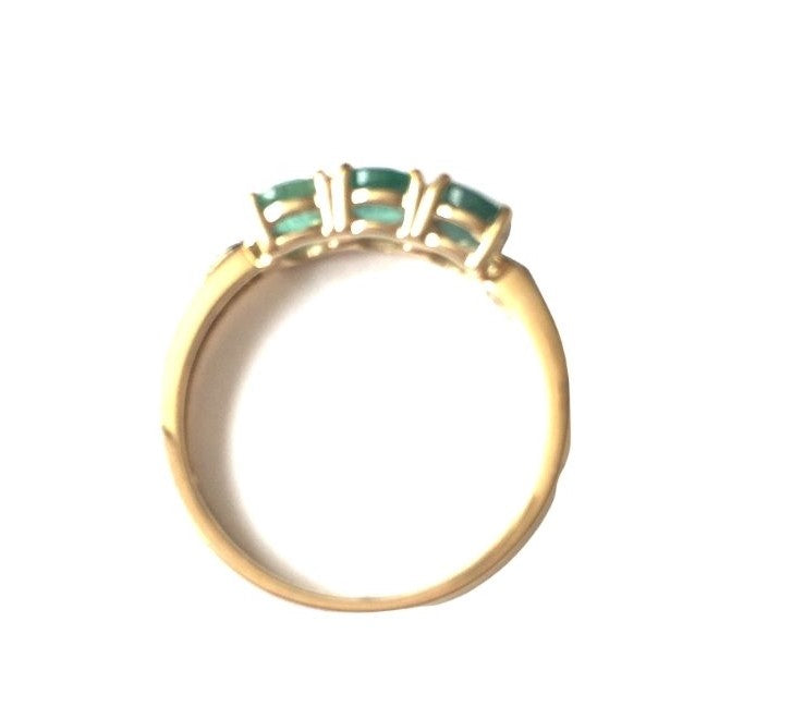 Emerald & Diamond Trilogy Gold Ring