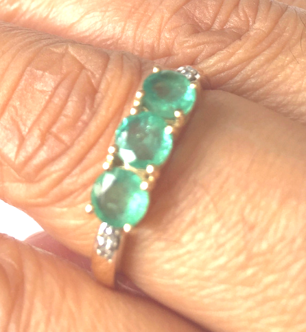 Emerald & Diamond Trilogy Gold Ring