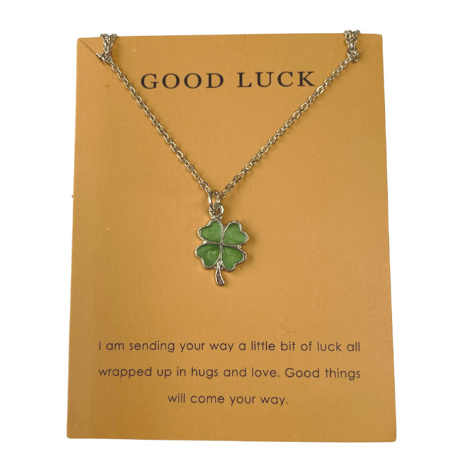 ‘Good Luck’ Four Leaf Clover Necklace gift by SOMMERSPARKLE
