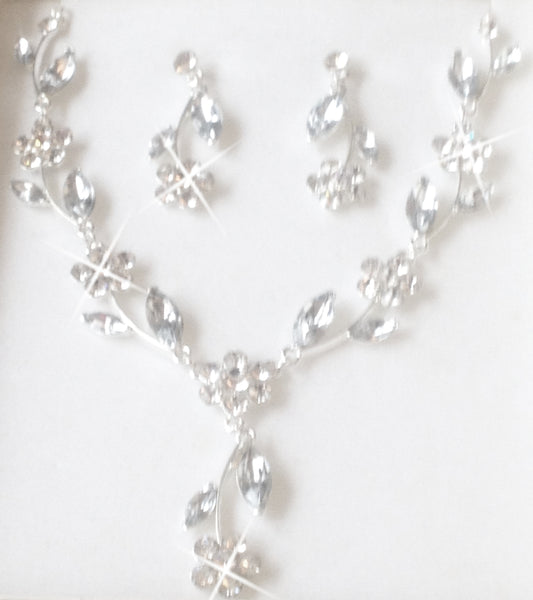 'Majestic. Crystal Flower Jewellery Set, Perfect to wear at a wedding, prom, party or special occasion