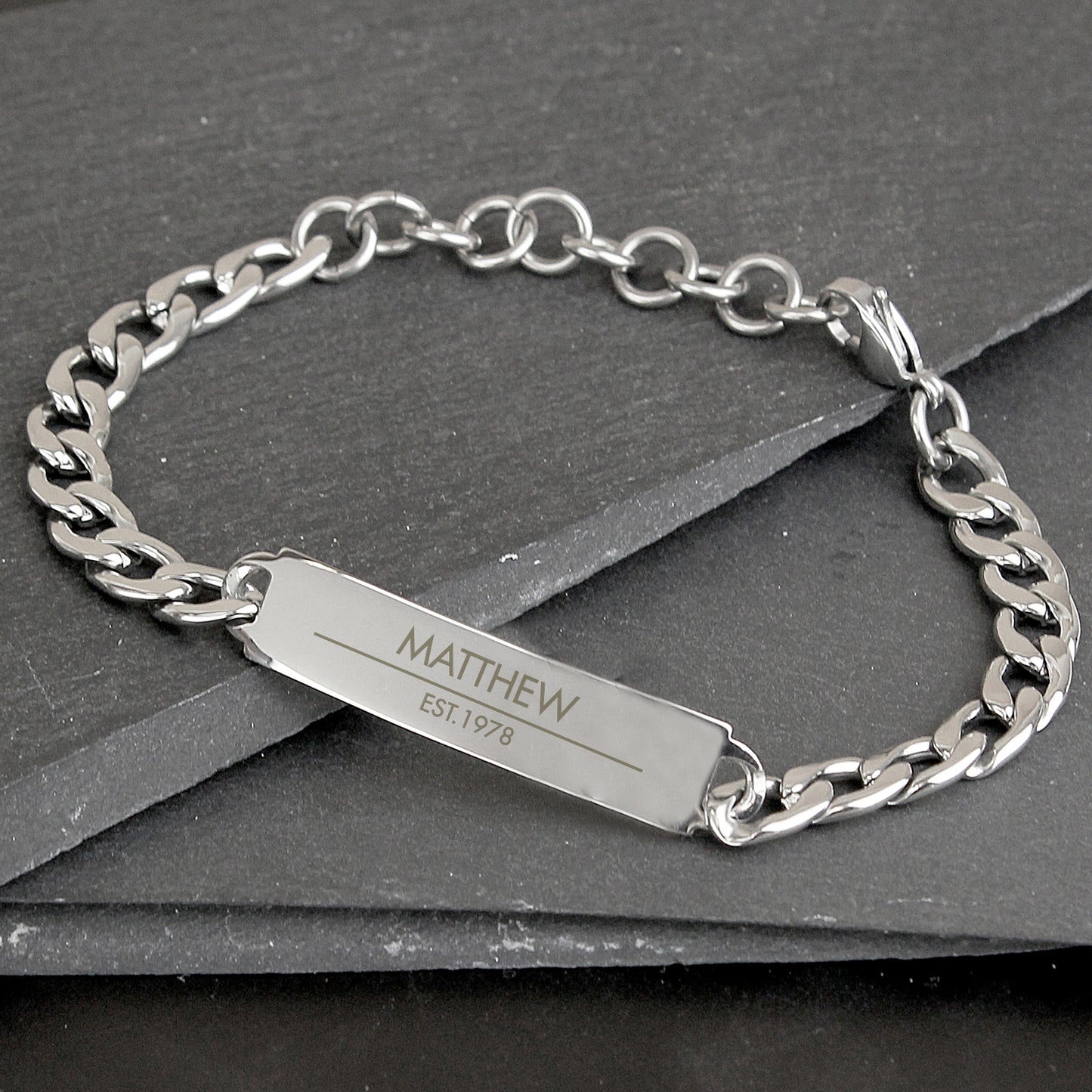 Personalised Mens Steel ID Name Bracelet