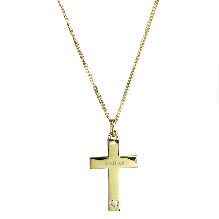 Personalised 9ct Gold Plated Cross Necklace