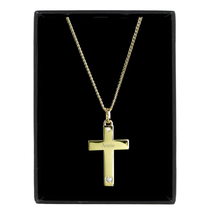 Personalised 9ct Gold Plated Cross Necklace