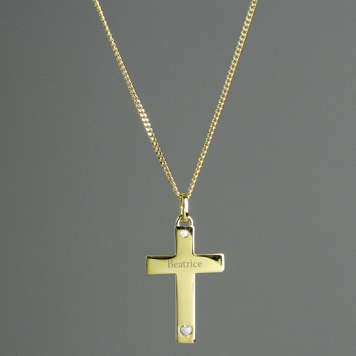 Personalised 9ct Gold Plated Cross Necklace