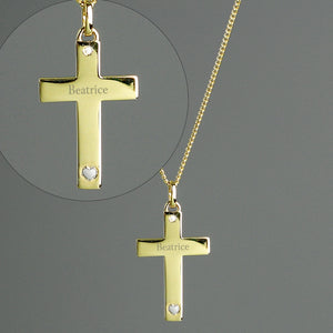 Personalised 9ct Gold Plated Cross Necklace