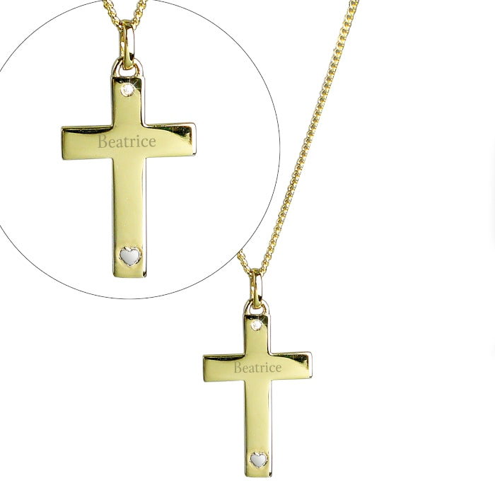 Personalised 9ct Gold Plated Cross Necklace