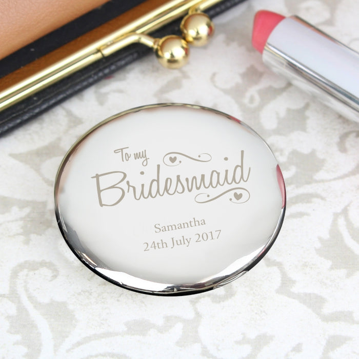 Personalised Bridesmaid Compact Mirror