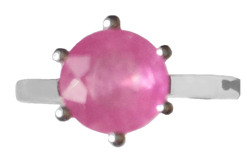 Pink Sapphire & Sterling Silver Ring, A spectacular ring, designed with 2.77 carats of authentic sapphire in a delightful shade of pink with facets in a circular cut, set in a solid sterling silver ring