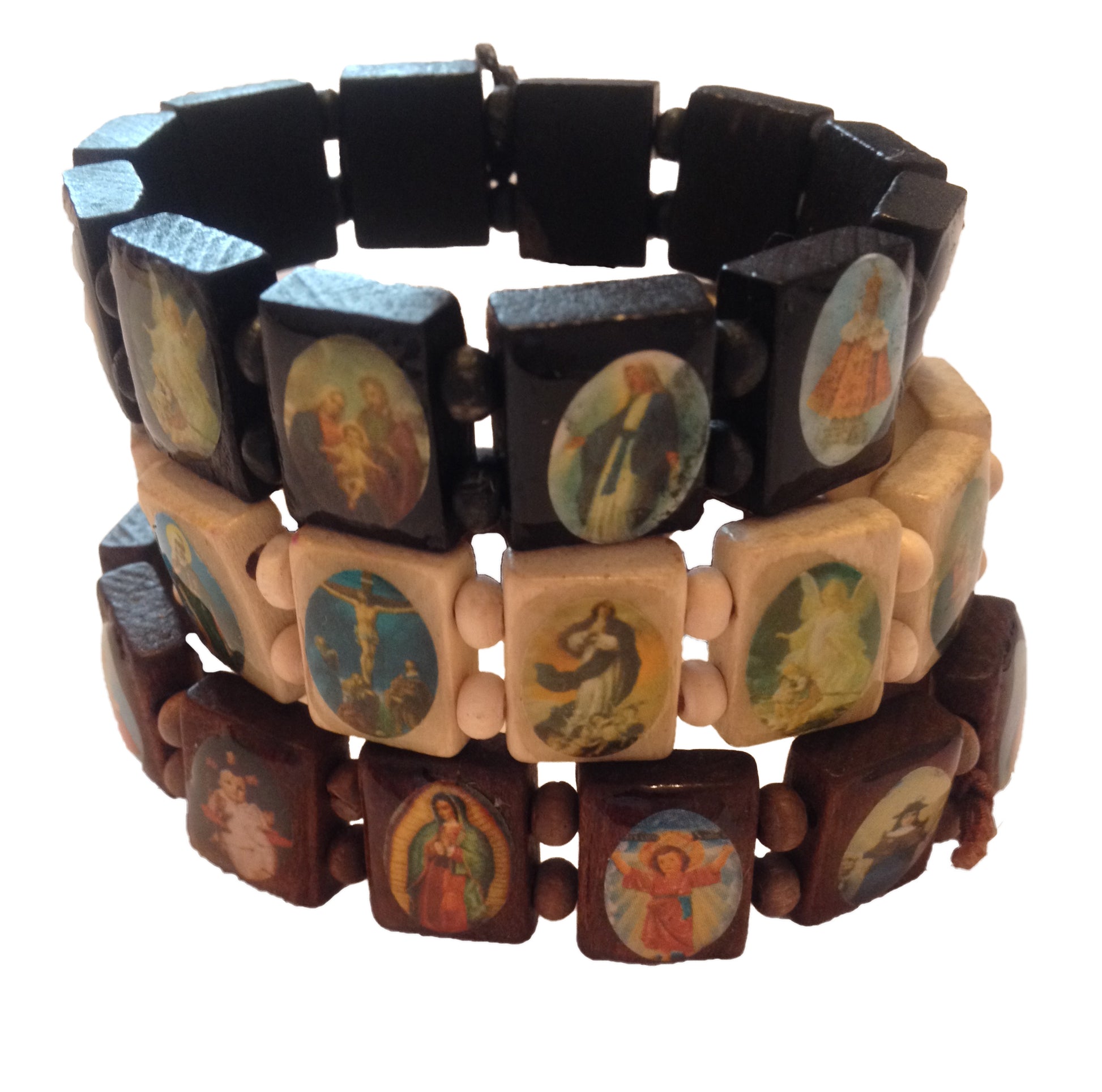 Religious Saints Bracelet, Elasticated handmade wooden all saints bracelet / Jesus bracelet / religious bracelet